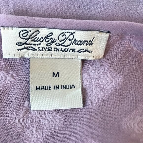 Lucky Brand Lilac Sheer With Lace Beautiful Sleeveless Blouse Size M - Picture 6 of 7
